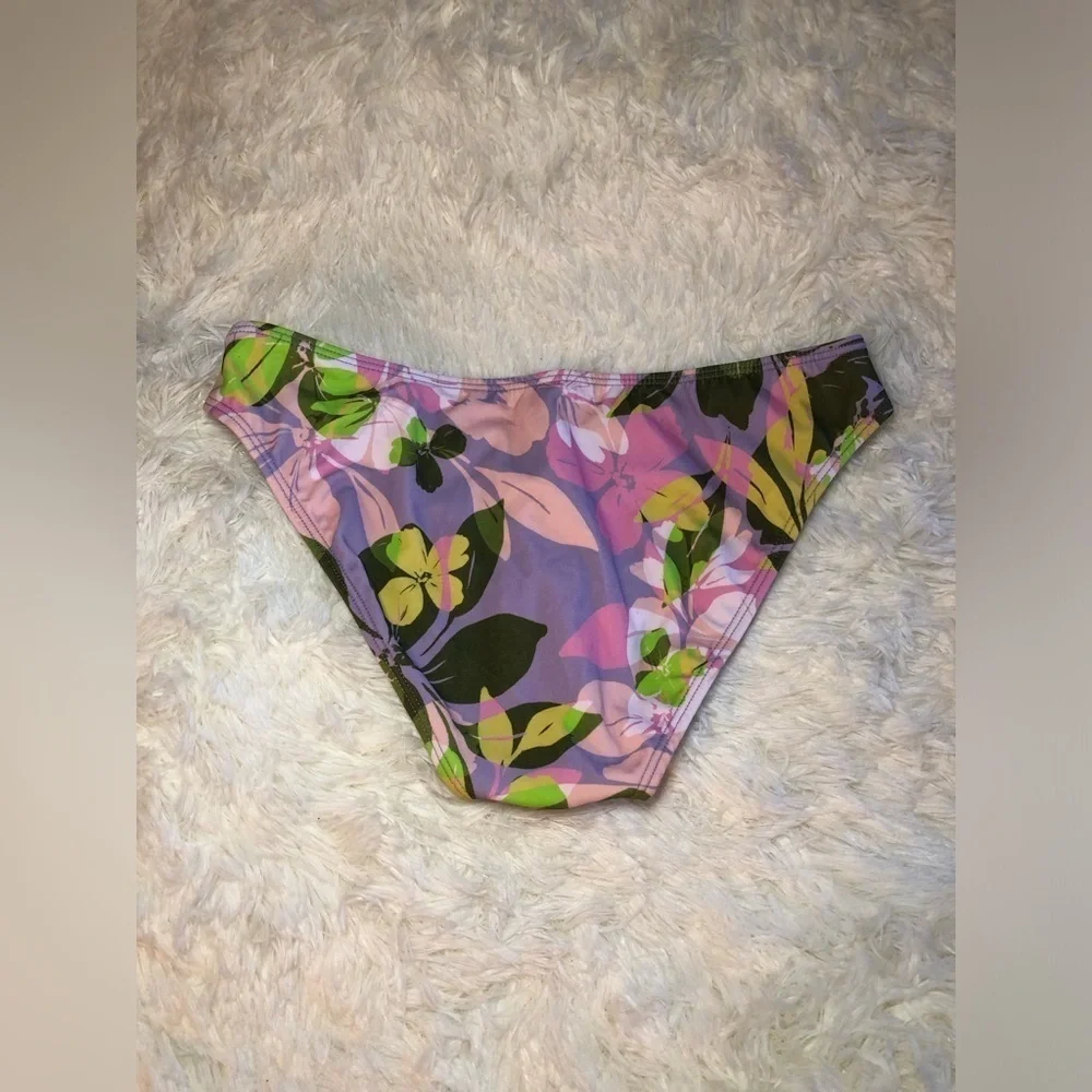 VENUS Pink and Green Floral Bikini Bottom size 6 NWT